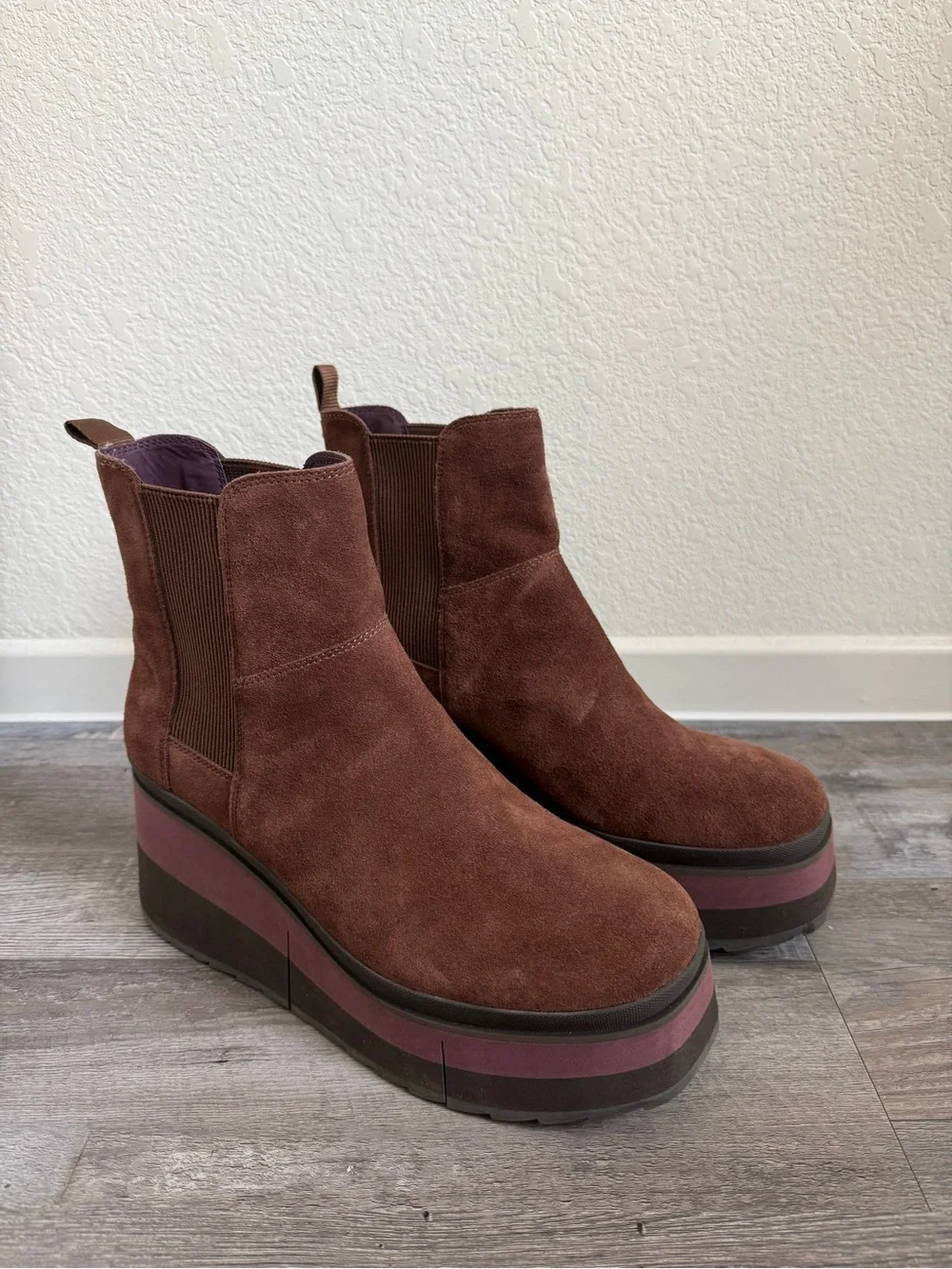 Naked Feet GUILD CACAO brown PLATFORM CHELSEA BOOTS size 11